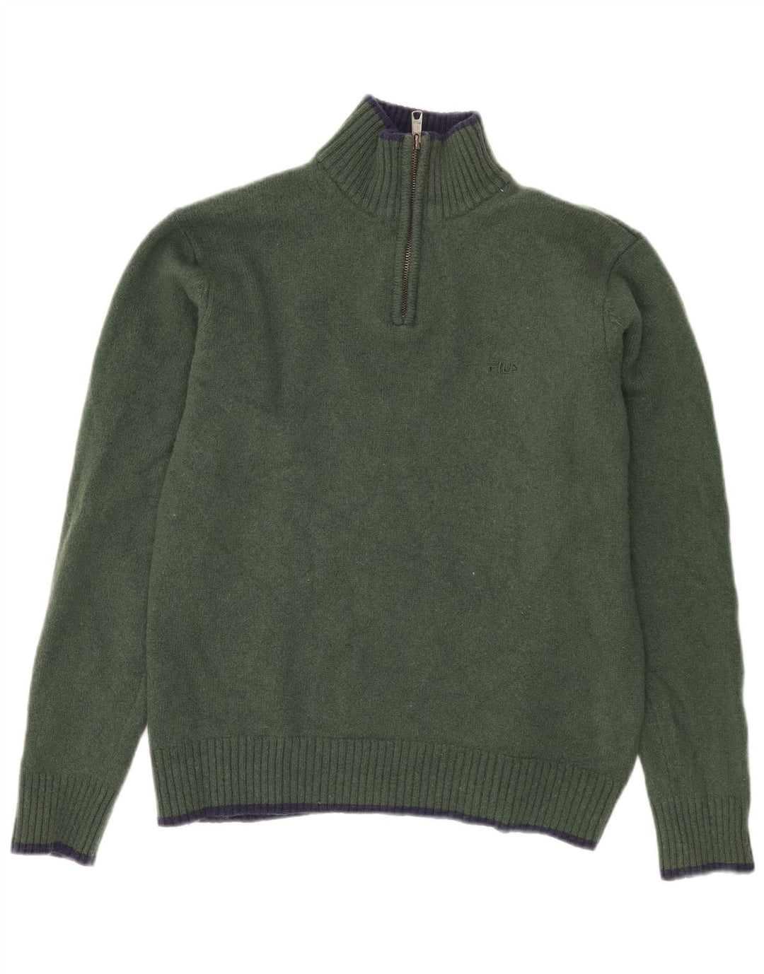 Женский свитер FILA с воротником на молнии UK 18 XL Хаки из овечьей шерсти