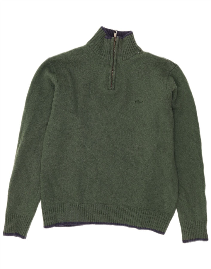 Женский свитер FILA с воротником на молнии UK 18 XL Хаки из овечьей шерсти