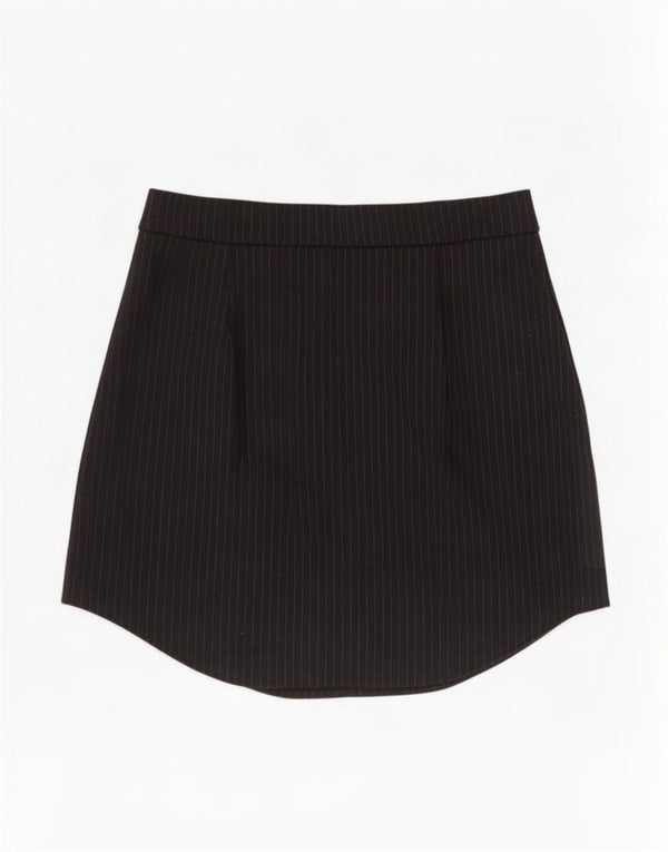 Женская мини-юбка Zara XS W24, черная в тонкую полоску