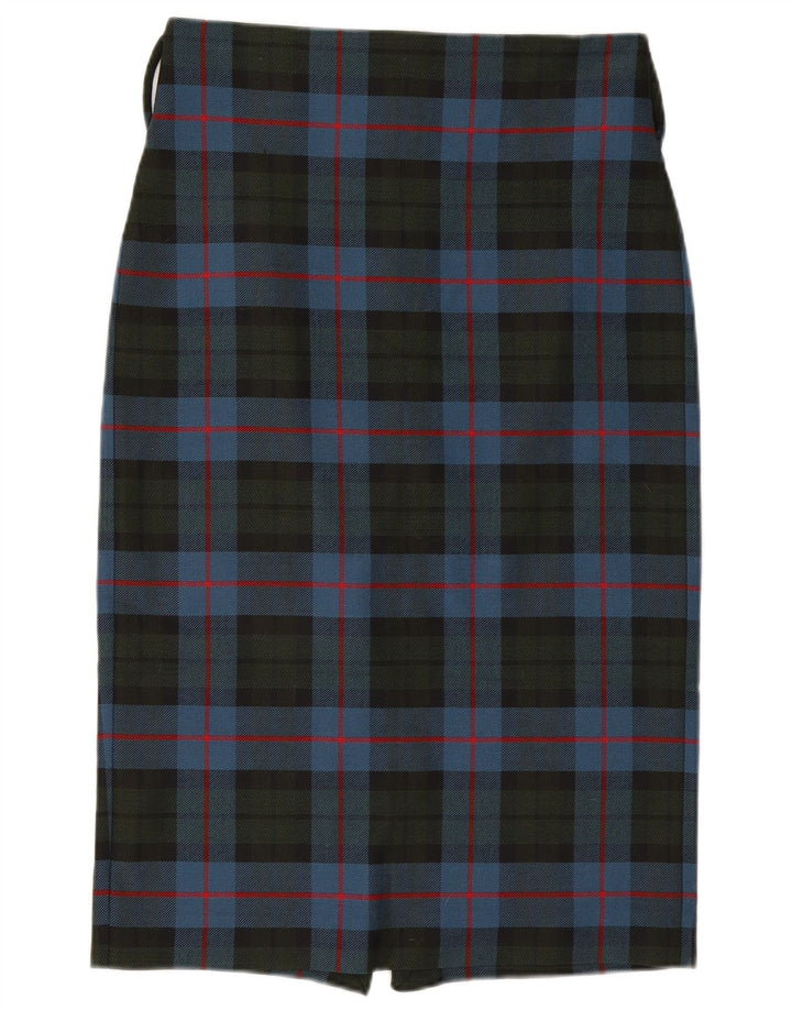 Женская юбка-карандаш миди Zara, большая, синяя в клетку, полиэстер W32