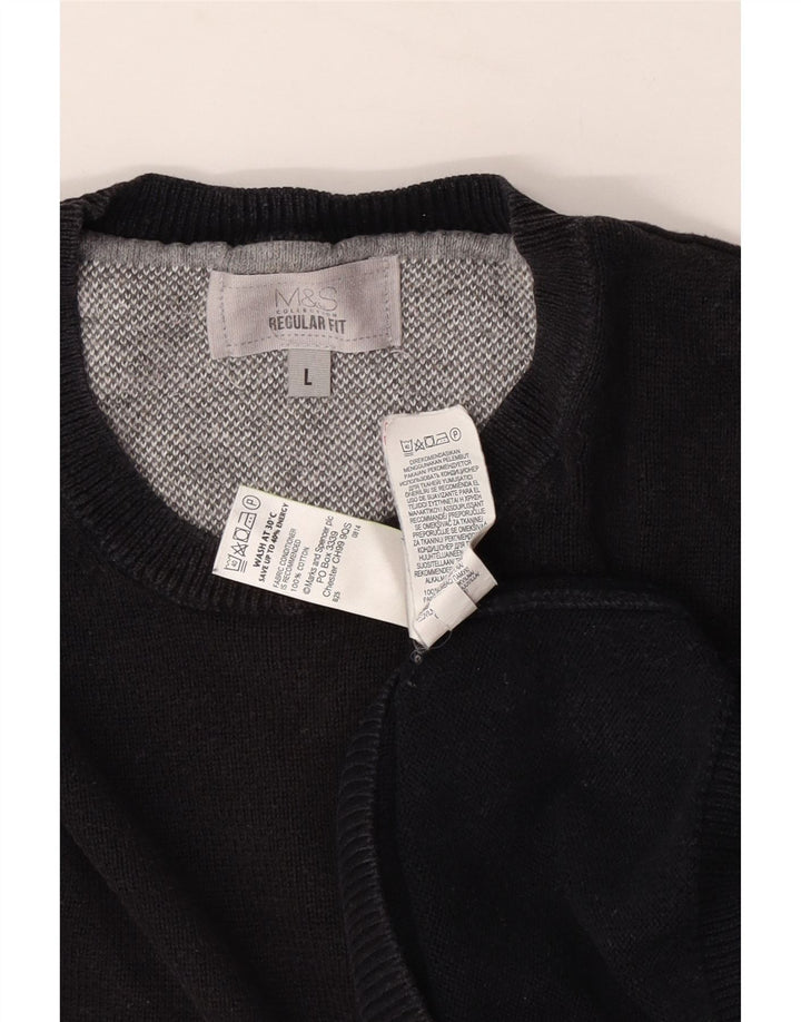 Мужской джемпер стандартного кроя с круглым вырезом Marks & Spencer, большой темно-синий