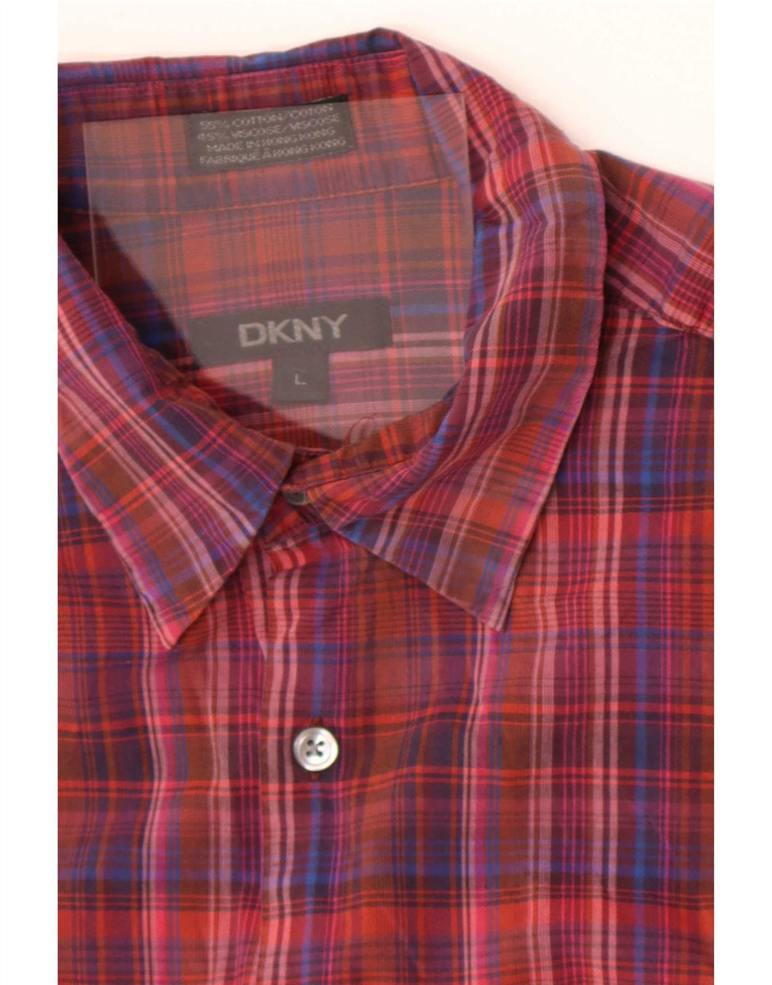 Мужская рубашка Dkny в крупную красную клетку из хлопка