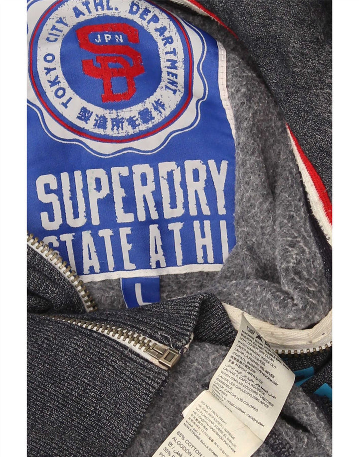 Мужской свитер с капюшоном на молнии Superdry, большой серый, хлопковый