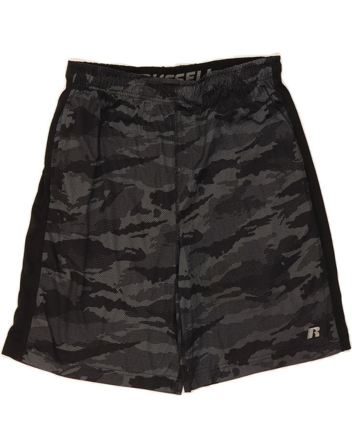 RUSSELL ATHLETIC Mens Dri-Power Sport Shorts Medium Black Camouflage Vintage Russell Athletic and Second-Hand Russell Athletic from Messina Hembry 