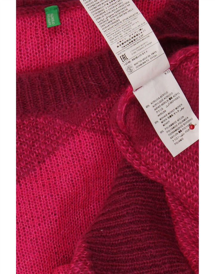 Женский свободный джемпер-пончо Benetton, один размер, розовый с узором аргайл/бриллиант