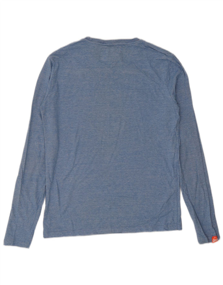 Мужской топ Superdry из хлопка с длинными рукавами среднего синего цвета в крапинку