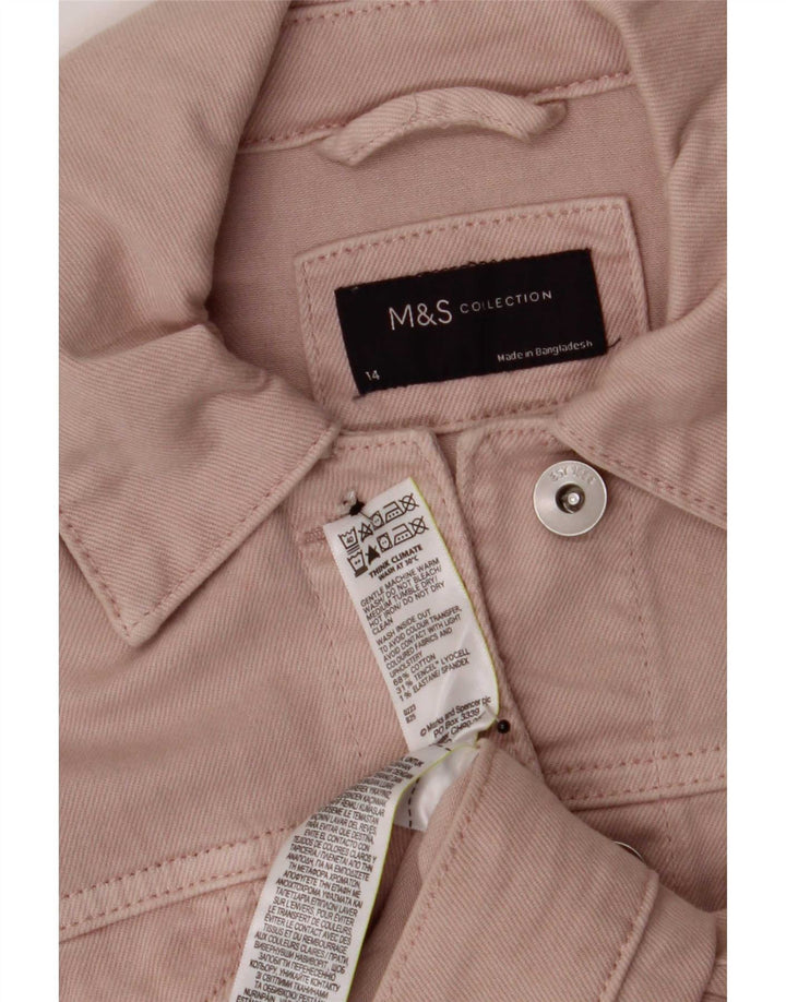 Женская джинсовая куртка Marks & Spencer UK 14, большой розовый хлопок