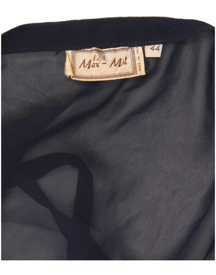 Винтажный женский топ на бретельках IT 44, средний темно-синий с цветочным принтом