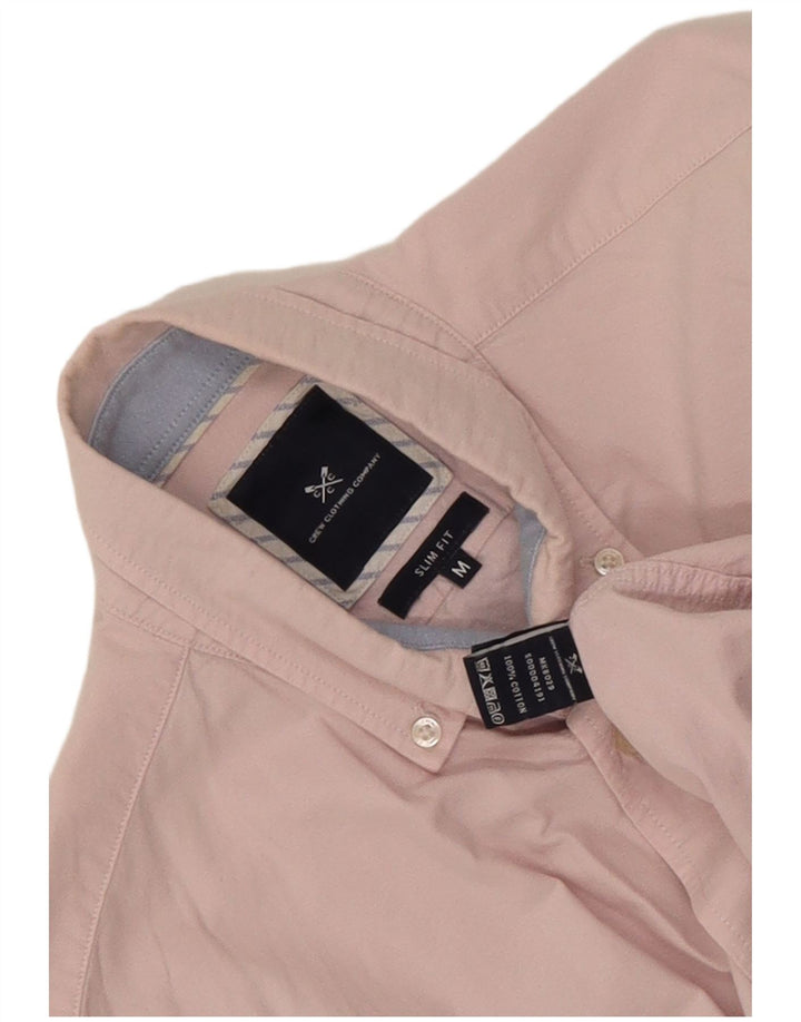 Crew Clothing Мужская приталенная рубашка из хлопка среднего розового цвета
