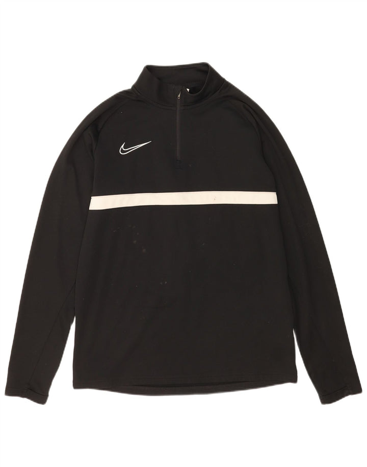 Мужской пуловер с воротником на молнии Nike Dri Fit, спортивный костюм среднего размера, черный с цветными блоками