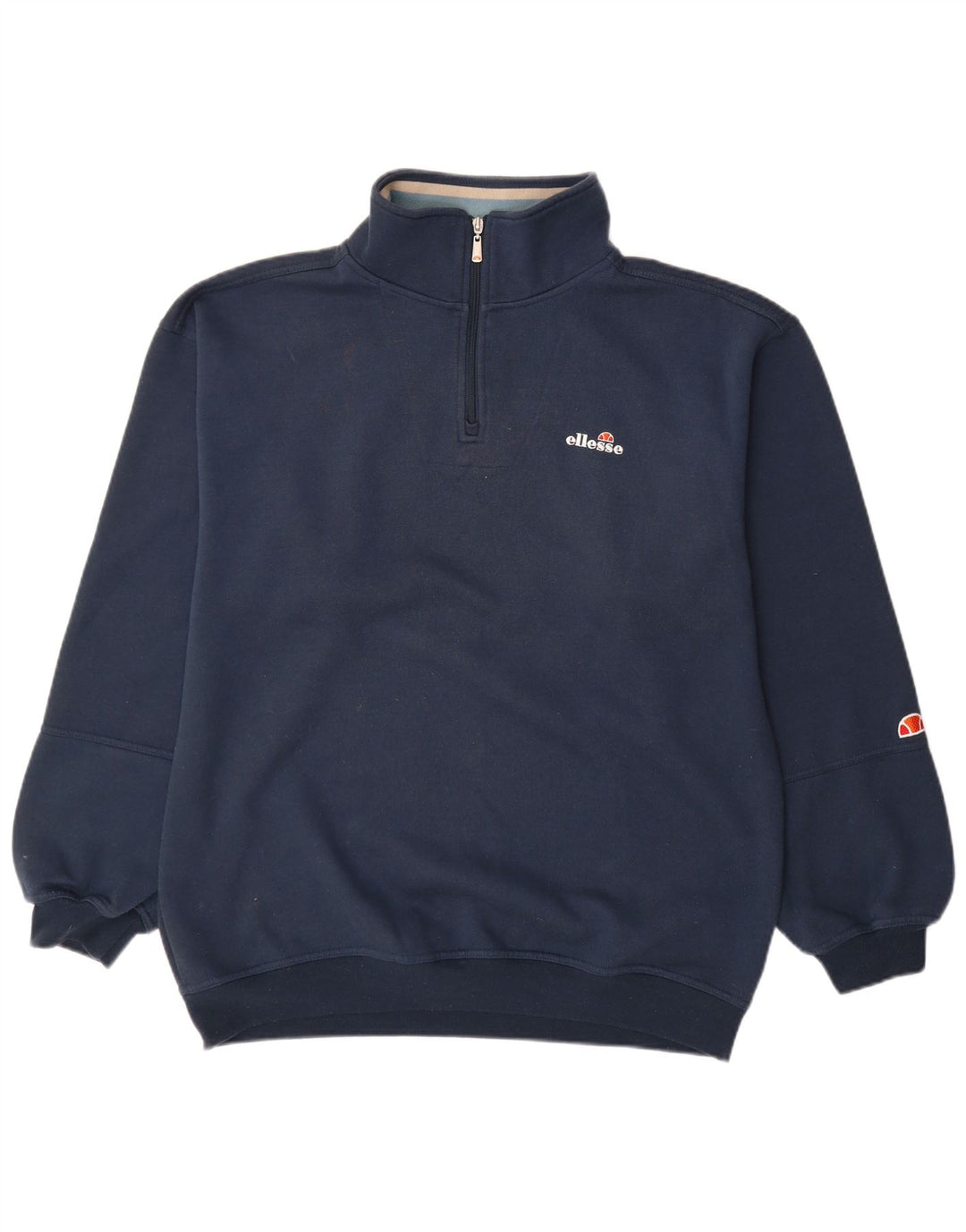 Ellesse Мужской свитшот с воротником на молнии, большой темно-синий хлопковый джемпер