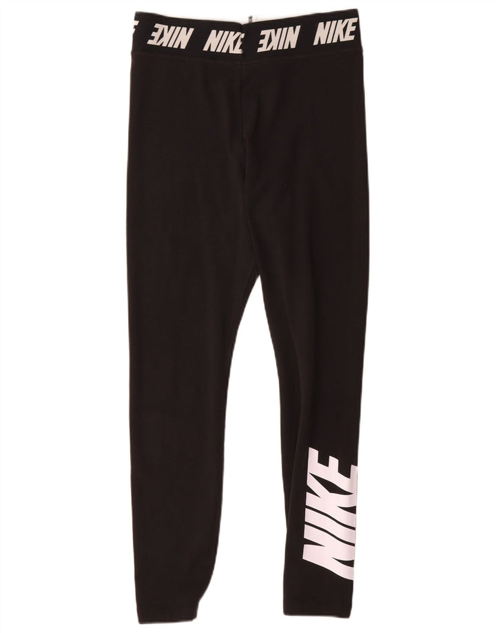 Женские леггинсы с рисунком Nike UK 12, хлопковые, средние, черные