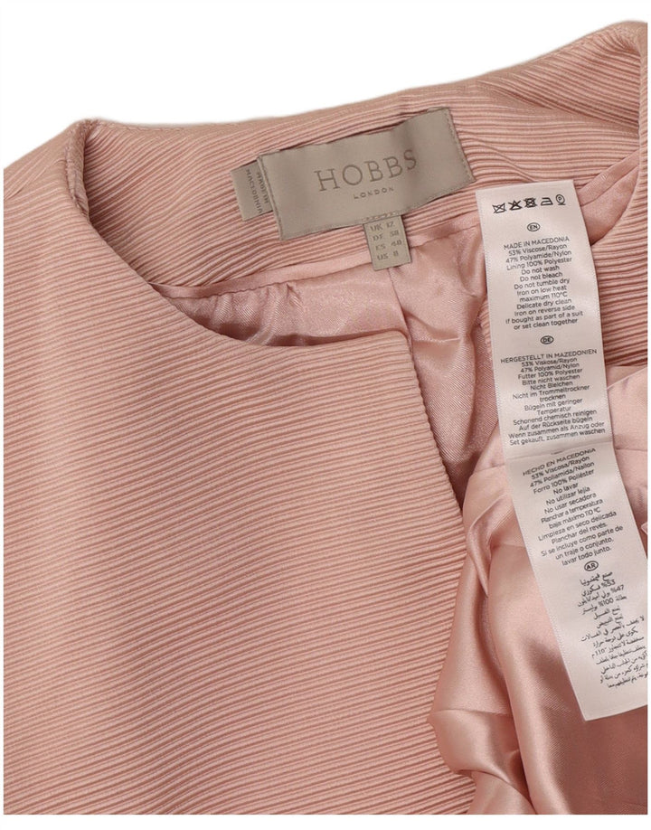 Женский укороченный открытый пиджак Hobbs UK 12, вискоза среднего розового цвета