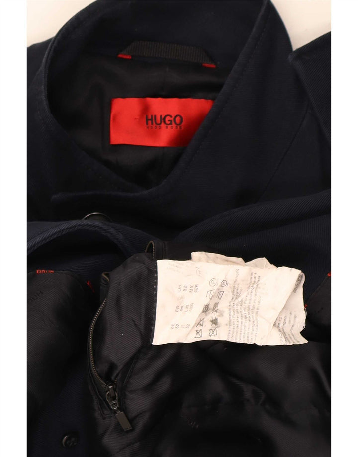 Hugo Boss Мужское пальто EU 52 XL Темно-синий хлопок