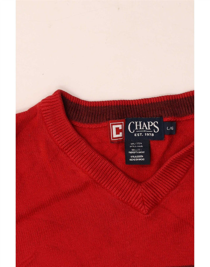 Мужской джемпер с v-образным вырезом Chaps, большой красный хлопок с цветными блоками