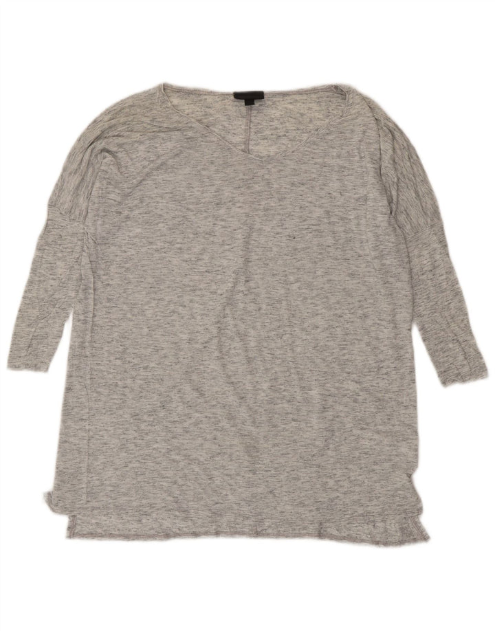 Topshop Женский топ оверсайз с рукавом 3/4, Великобритания, 8, маленький серый, вискоза с крапинками