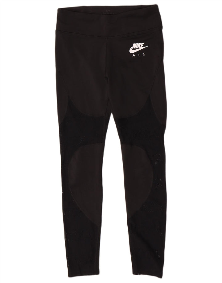 Женские леггинсы с рисунком Nike Dri Fit UK 12, средний черный, полиэстер
