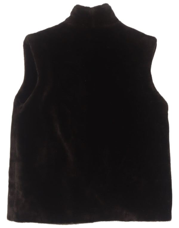 Easy Womens Oversized Faux Fur Gilet UK 16 Large Black Acrylic