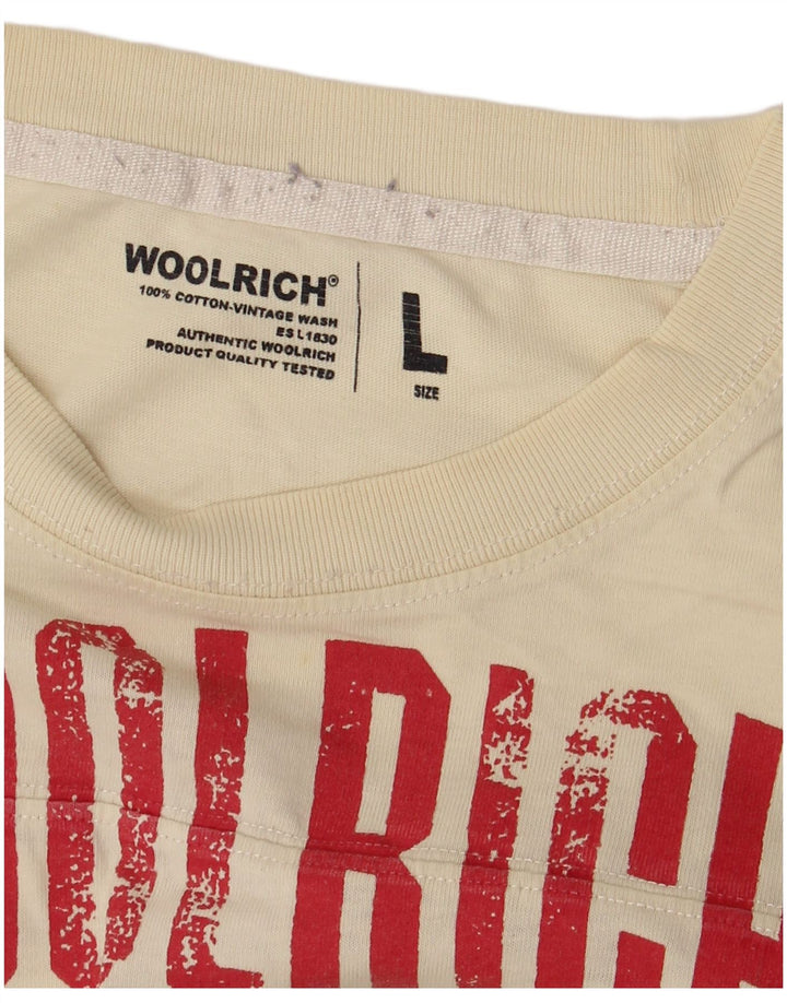 Мужской топ Woolrich с графическим рисунком, длинный рукав, большой размер, бежевый хлопок