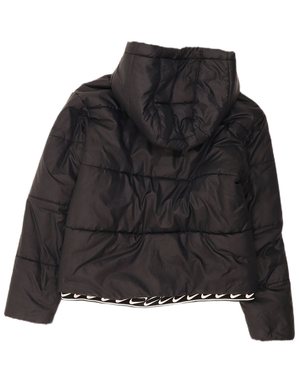 Женская утепленная куртка с капюшоном Nike UK 14, средний черный полиэстер