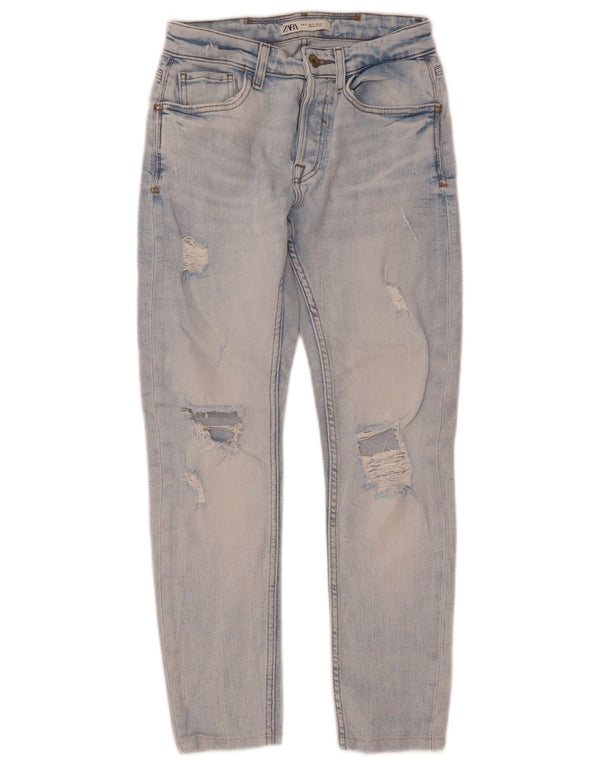 Мужские потертые узкие джинсы Zara EU 38, маленькие W30 L28, синие