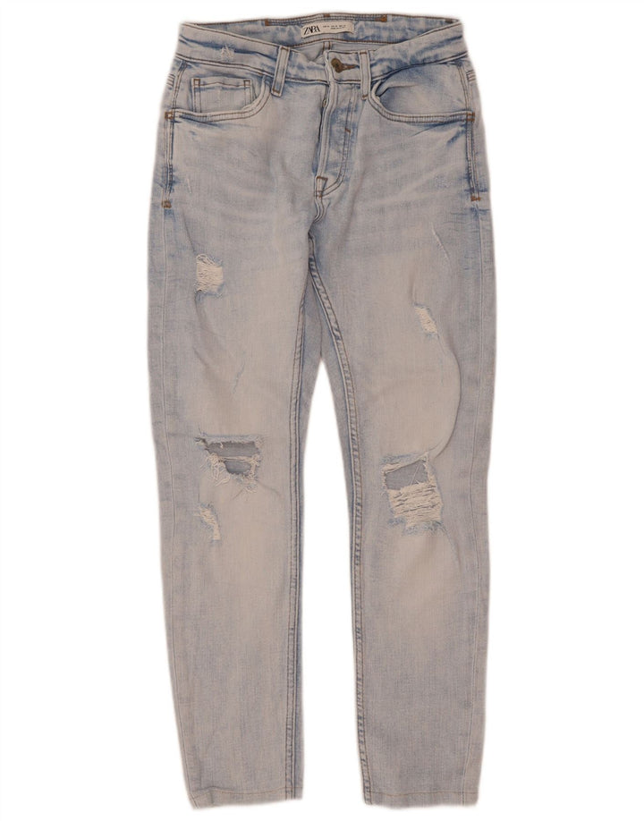 Мужские потертые узкие джинсы Zara EU 38, маленькие W30 L28, синие