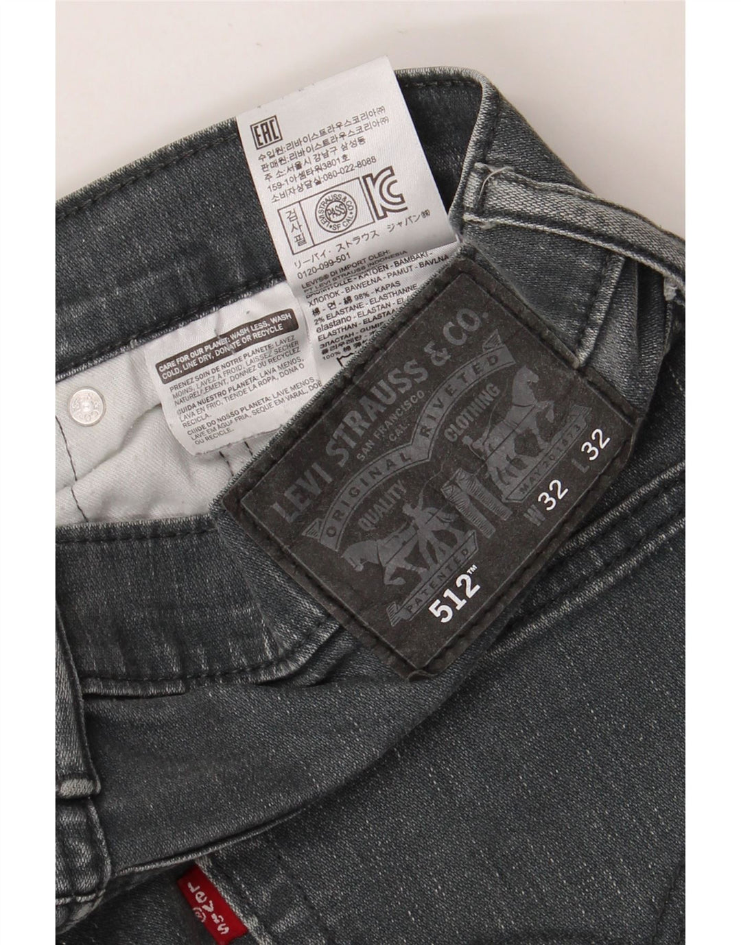 Мужские зауженные зауженные джинсы LEVI'S 512 W32 L32 Серые хлопковые