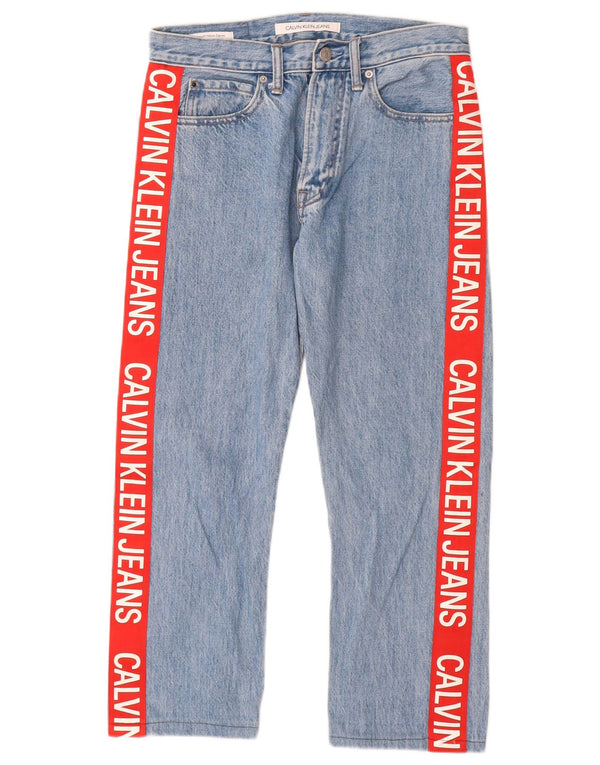 CALVIN KLEIN Женские прямые джинсы с рисунком W29 L25 синие, хлопок с цветными блоками