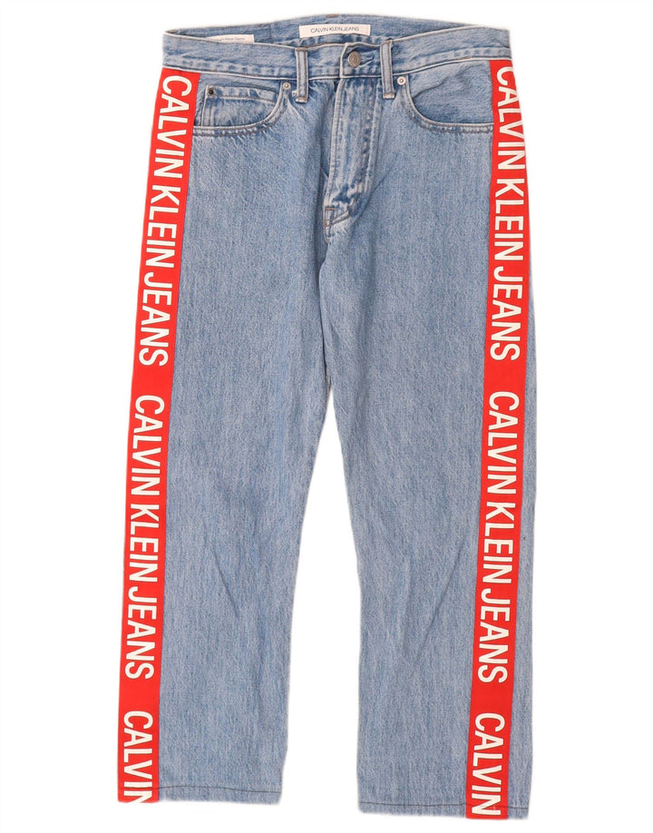 CALVIN KLEIN Женские прямые джинсы с рисунком W29 L25 синие, хлопок с цветными блоками