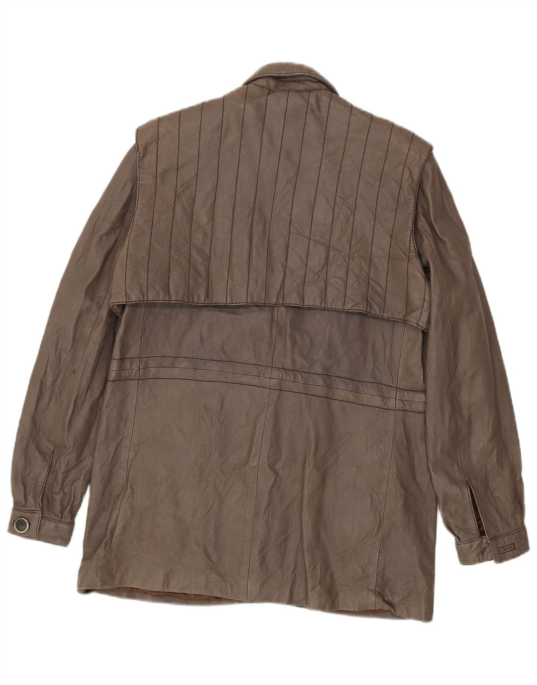 Винтажная женская кожаная куртка IT 48 XL Коричневая