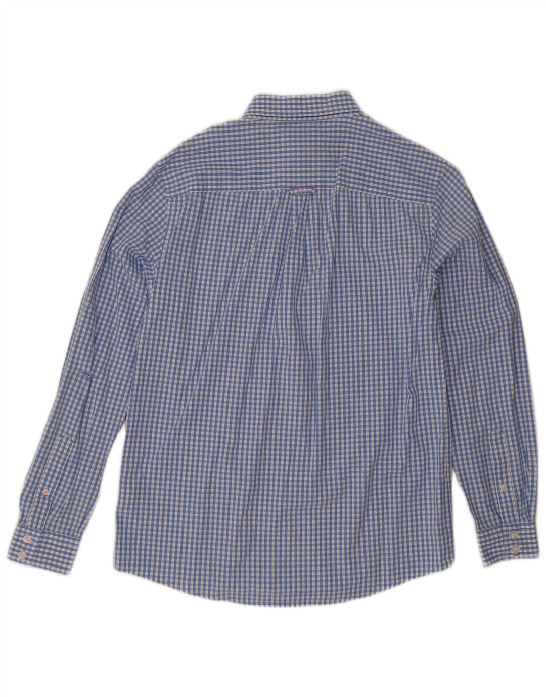 Crew Clothing Мужская классическая рубашка маленького размера из хлопка в мелкую синюю клетку