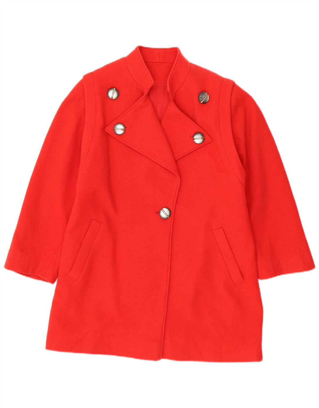 Винтажное женское пальто UK 14, большое красное шерстяное пальто