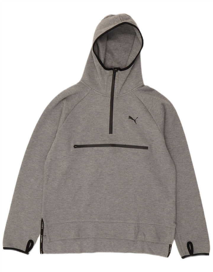 Мужской джемпер с капюшоном на молнии Puma, маленький серый, хлопковый