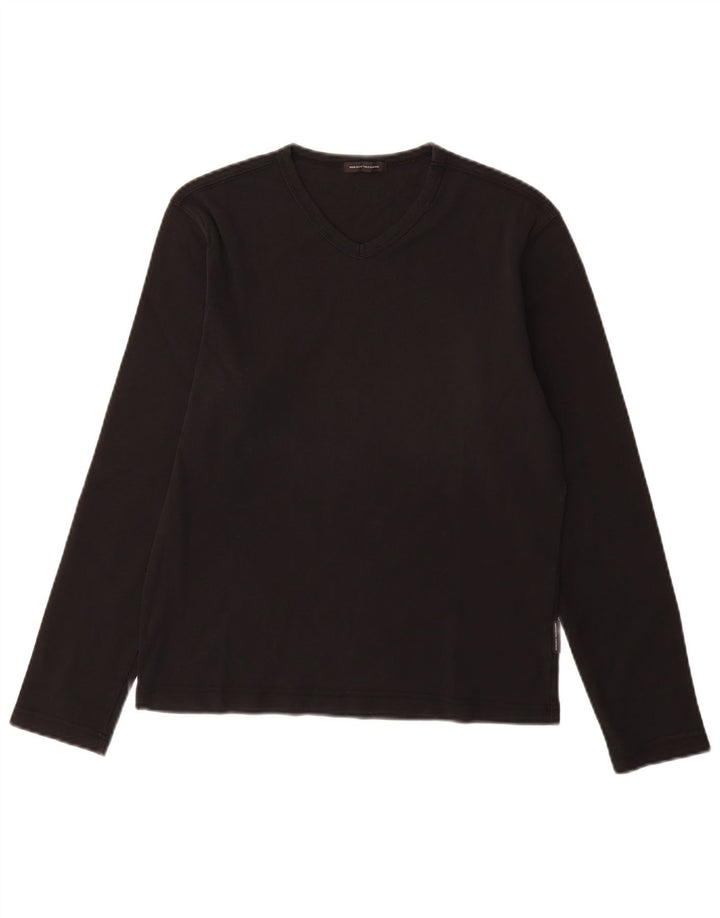 SERGIO TACCHINI Женский топ с длинным рукавом UK 12, средний черный хлопок