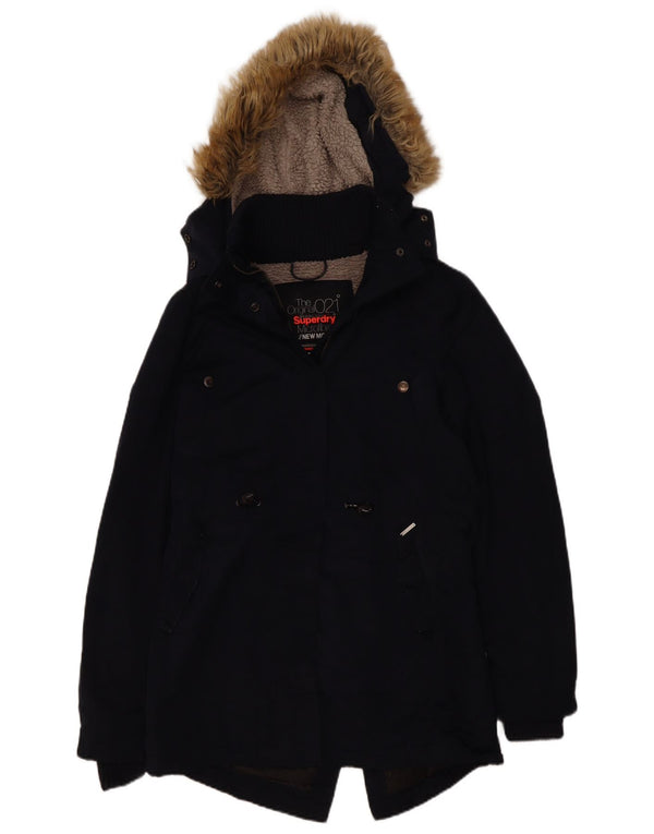 Женская парка из шерпы с капюшоном Superdry UK 14, средний темно-синий полиэстер