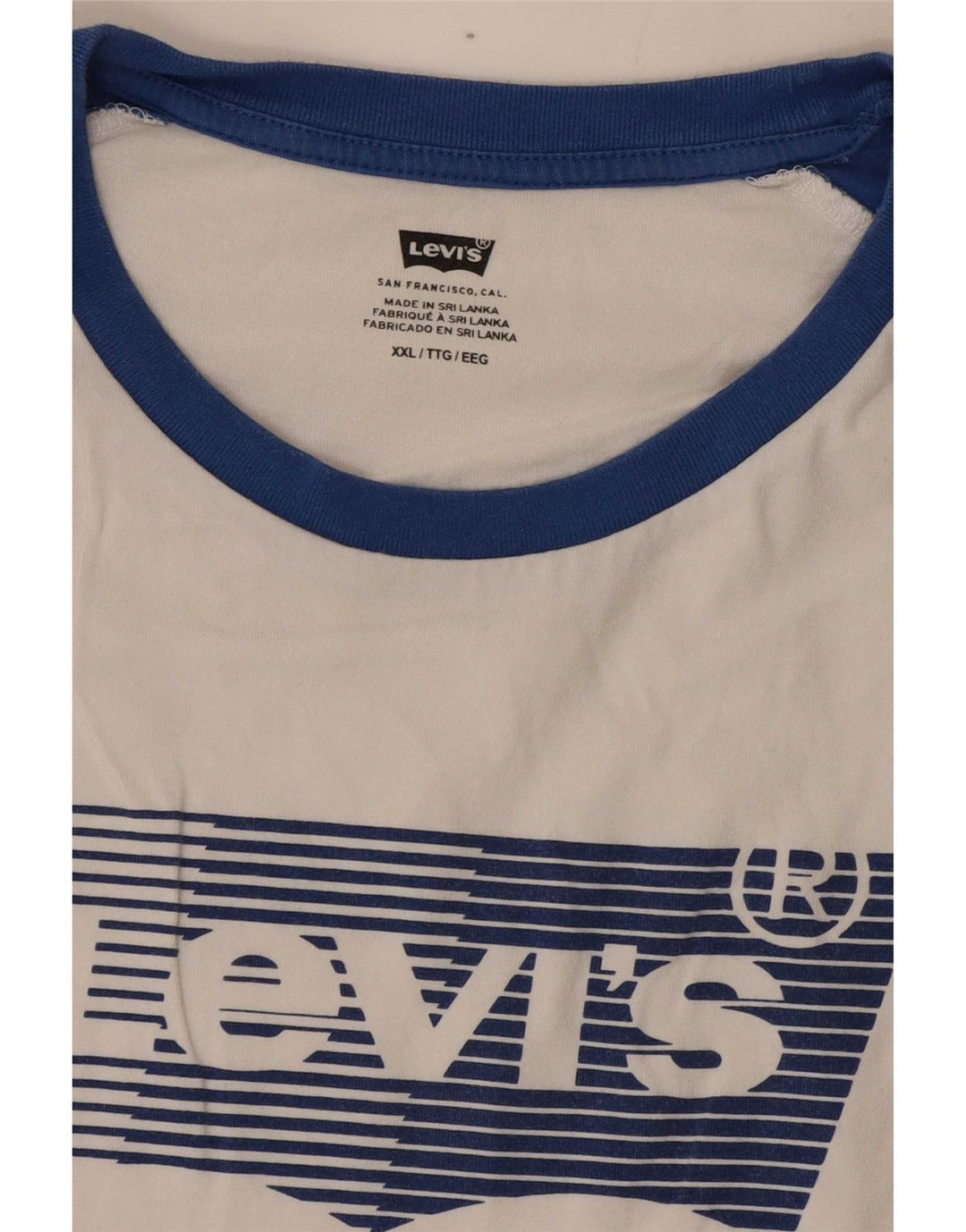Мужская футболка с рисунком Levi's, топ 2XL, белая с цветными блоками