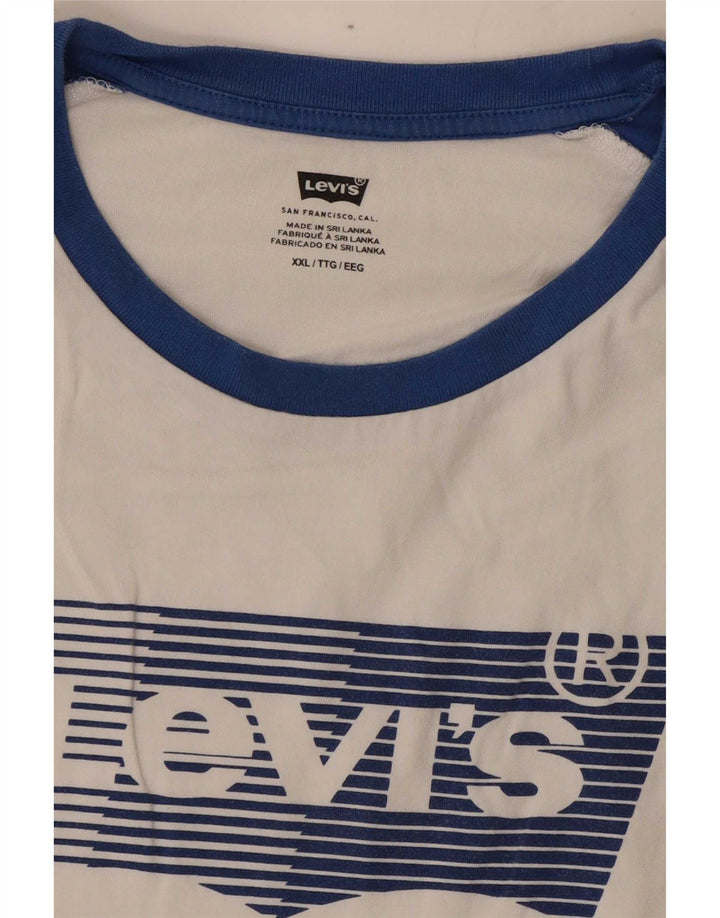 Мужская футболка с рисунком Levi's, топ 2XL, белая с цветными блоками