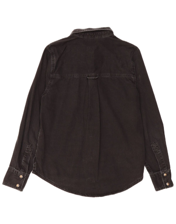 Женская джинсовая рубашка MARKS & SPENCER UK 8, маленькая, черный хлопок