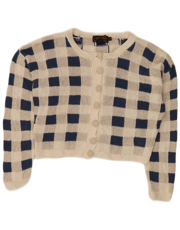 Женский укороченный кардиган Eddie Bauer UK 14, шелковый средний серый в клетку