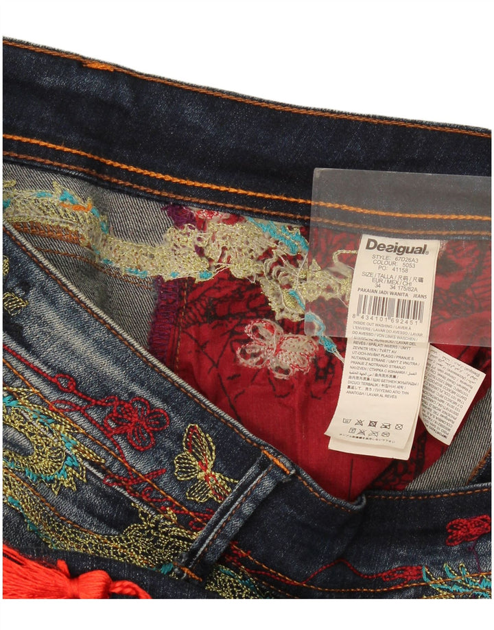 Женские узкие джинсы Desigual с графическим рисунком W34 L29, темно-синий полиэстер