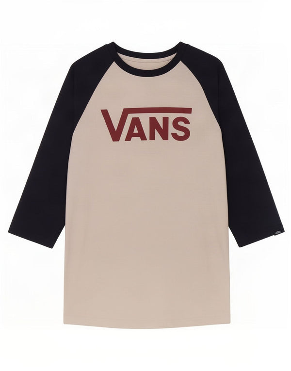 Мужской топ приталенного кроя Vans с рукавом 3/4, средний белый, хлопок с цветными блоками