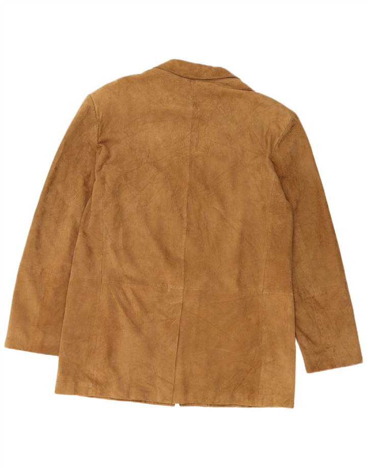 ВИНТАЖНЫЙ мужской замшевый пиджак на 3 пуговицах, Великобритания, 40, большой, бежевый кожаный