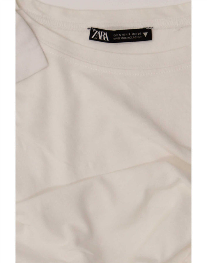 Женская укороченная футболка Zara UK 10, маленькая белая