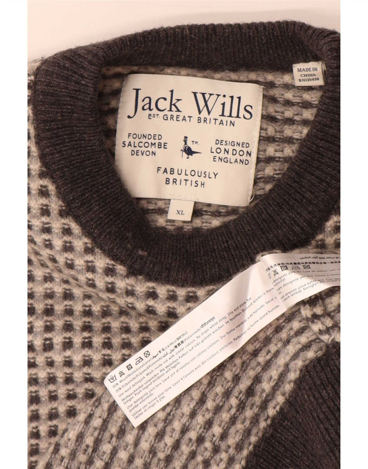 Мужской джемпер с круглым вырезом Jack Wills XL, серый, шерстяной в крапинку