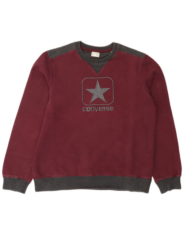 Converse Womens Graphic Sweatshirt Jumper UK 18 XL Burgundy Colourblock