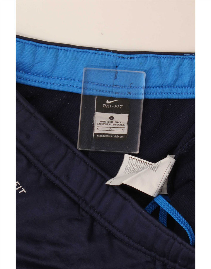Мужские спортивные брюки Nike Dri Fit, большие темно-синие брюки из полиэстера