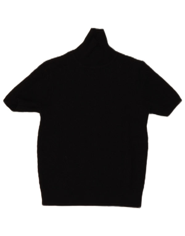 Zara Womens Crop Short Sleeve Roll Neck Jumper Sweater UK 12 Medium Black