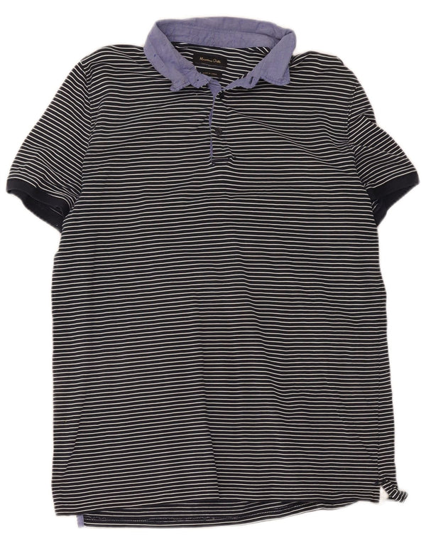 Мужская рубашка-поло Massimo Dutti XL, темно-синяя полоска, хлопок