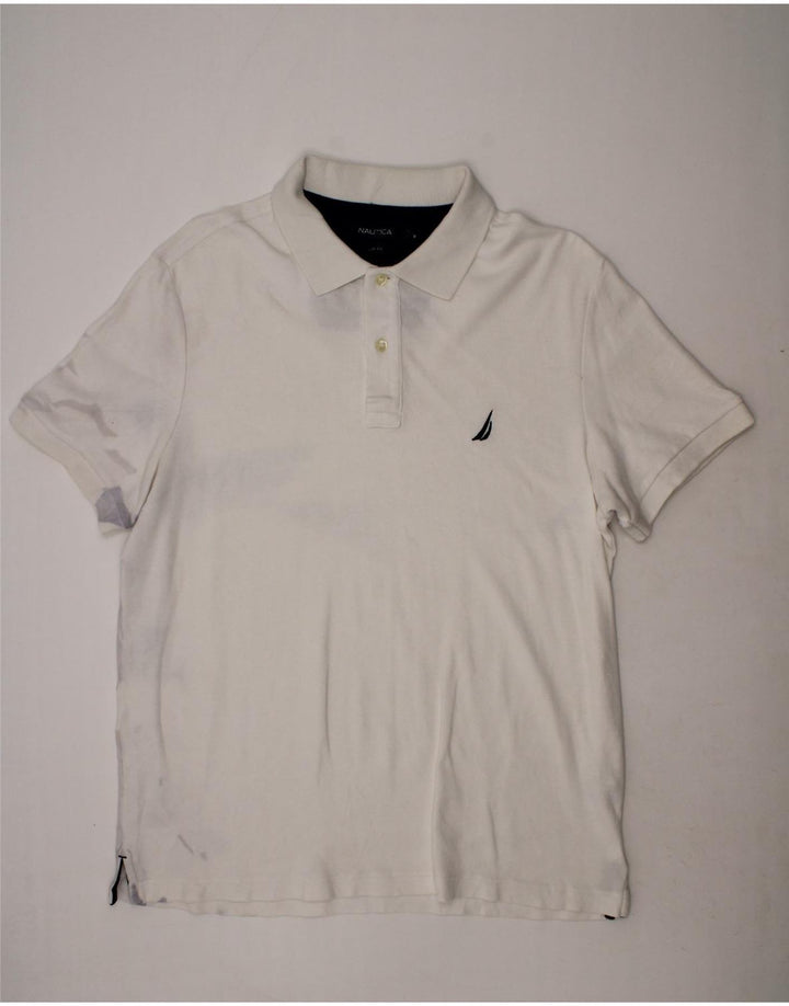 NAUTICA Mens Slim Fit Polo Shirt Medium White Cotton Vintage Nautica and Second-Hand Nautica from Messina Hembry 