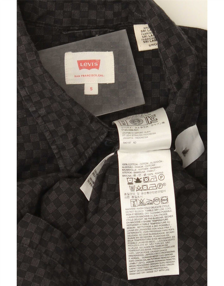 Мужская рубашка Levi's, маленькая, черная, хлопковая с геометрическим рисунком